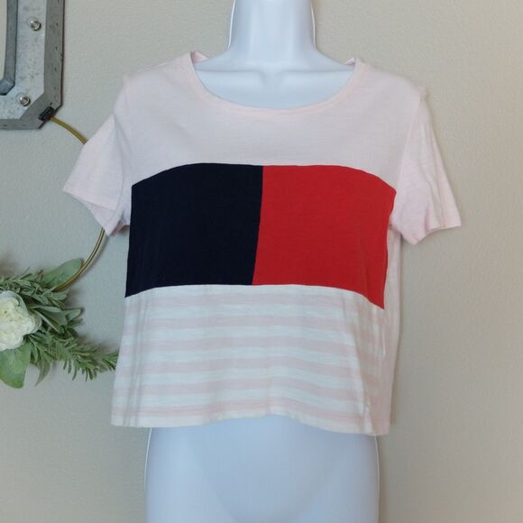 Tommy Hilfiger Denim Pink Cropped Fit Cotton Shirt Size Small - Picture 2 of 6